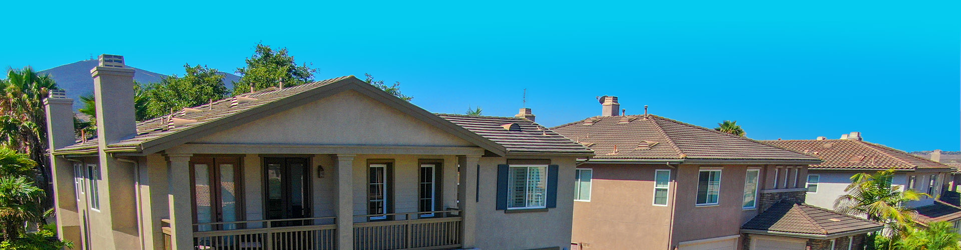 An image of house roof taken from above. 